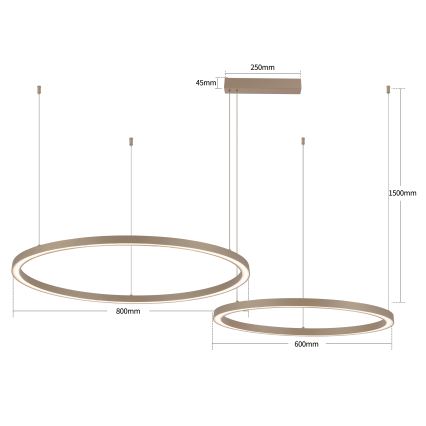 Brilagi - LED dimeriuojama liustra ant laido PORTOFINO LED/98W/230V 3000-6000K smėlinė + nuotolinis valdymas