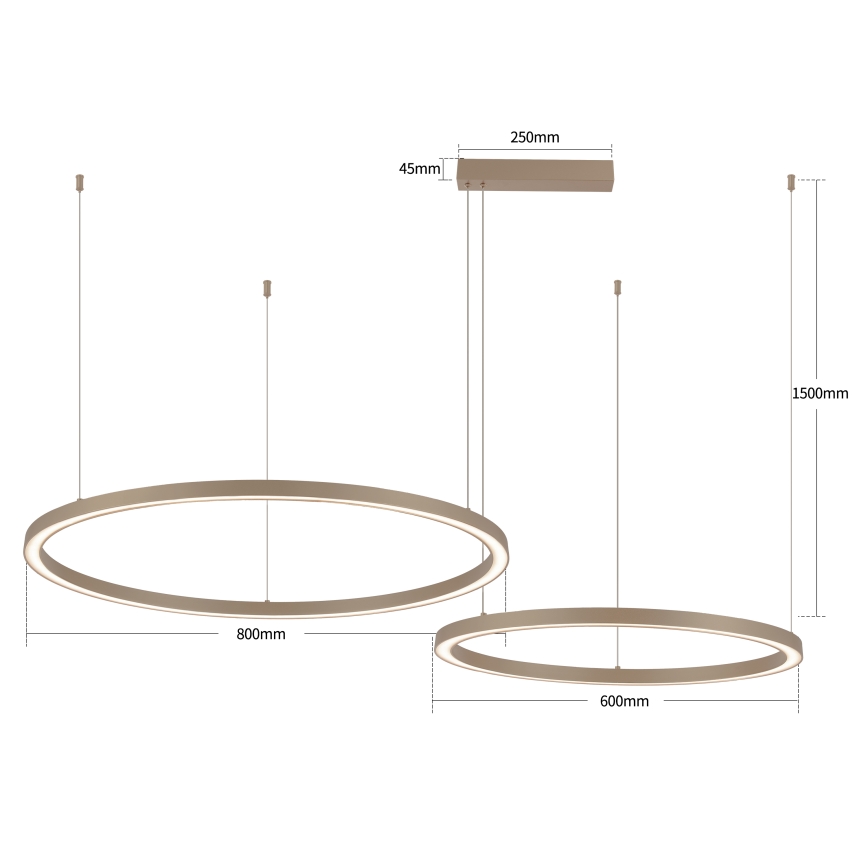 Brilagi - LED dimeriuojama liustra ant laido PORTOFINO LED/98W/230V 3000-6000K smėlinė + nuotolinis valdymas