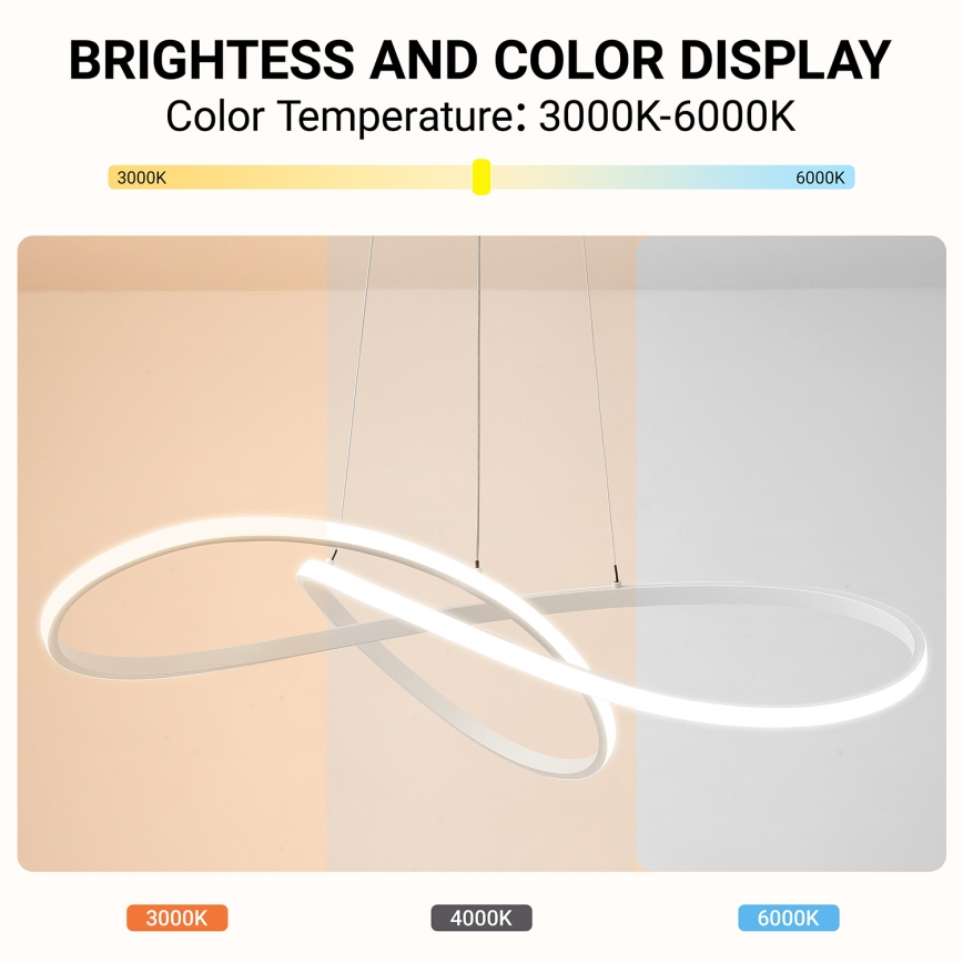 BRILAGI - reguliuojamas LED pakabinamas šviestuvas ant laido INFINITY LED/80W/230V 3000-6000K 80x80 cm balta + nuotolinis valdymas