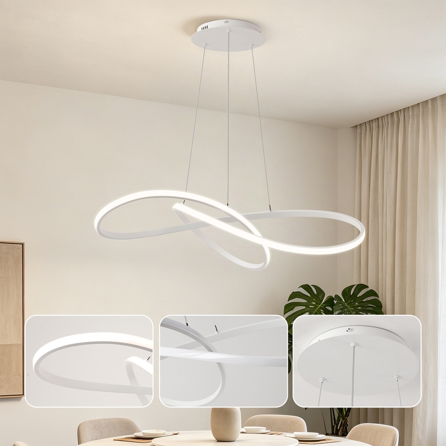 BRILAGI - reguliuojamas LED pakabinamas šviestuvas ant laido INFINITY LED/80W/230V 3000-6000K 80x80 cm balta + nuotolinis valdymas