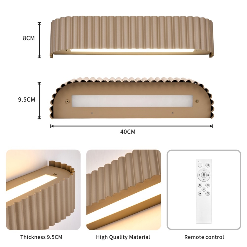 BRILAGI - Reguliuojamas sieninis LED šviestuvas FALCON MODERN LED/14W/230V 3000-6000K 40 cm smėlinė + nuotolinis valdymas