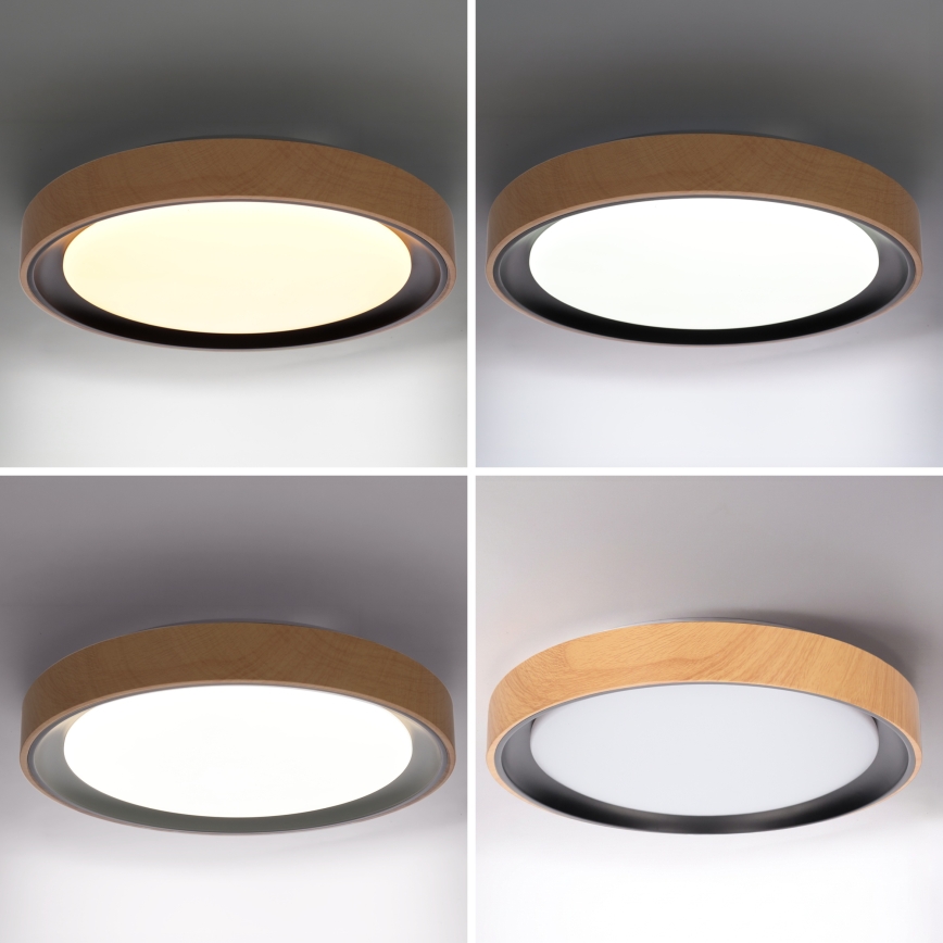 Brilagi - Dimeriuojamas LED lubinis šviestuvas FLOCO LED/48W/230V 3000-6500K skersmuo 40 cm medžio dekoras/juodas + nuotolinis valdymas