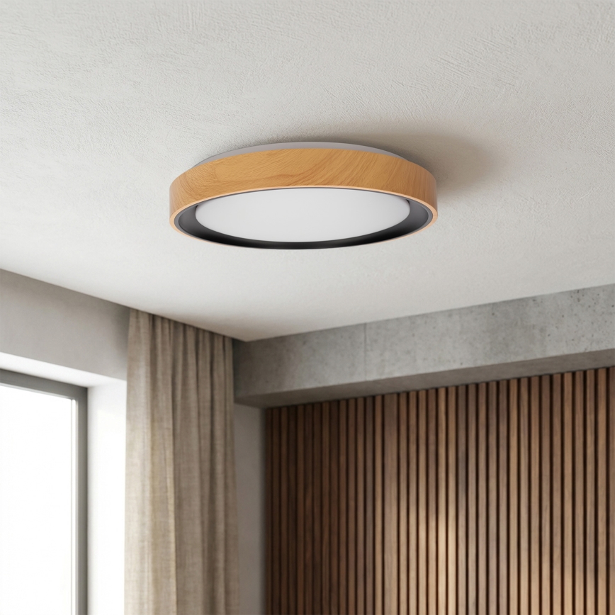 Brilagi - Dimeriuojamas LED lubinis šviestuvas FLOCO LED/48W/230V 3000-6500K skersmuo 40 cm medžio dekoras/juodas + nuotolinis valdymas