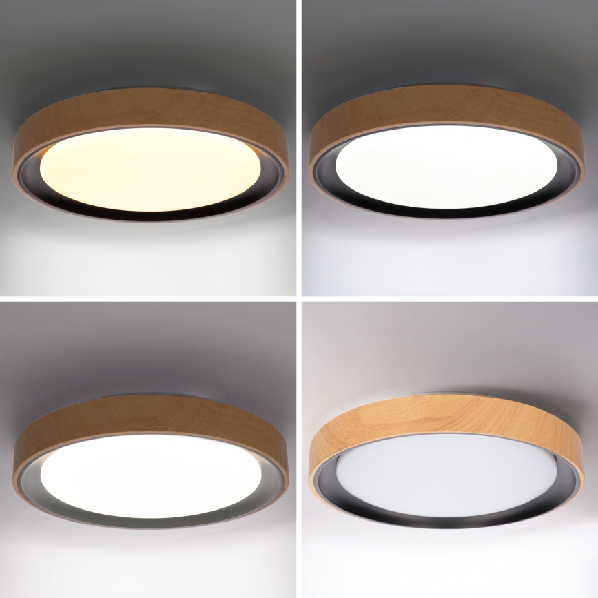 Brilagi - Dimeriuojamas LED lubinis šviestuvas FLOCO LED/48W/230V 3000-6500K skersmuo 40 cm medžio dekoras/juodas + nuotolinis valdymas