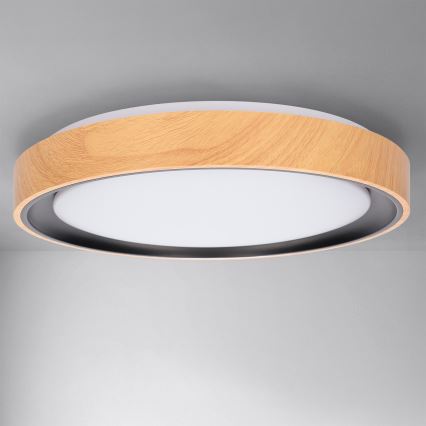 Brilagi - Dimeriuojamas LED lubinis šviestuvas FLOCO LED/48W/230V 3000-6500K skersmuo 40 cm medžio dekoras/juodas + nuotolinis valdymas