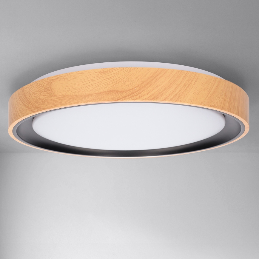 Brilagi - Dimeriuojamas LED lubinis šviestuvas FLOCO LED/48W/230V 3000-6500K skersmuo 40 cm medžio dekoras/juodas + nuotolinis valdymas