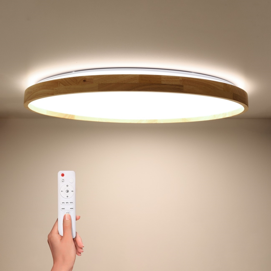 Brilagi - LED dimeriuojamas lubinis šviestuvas ALSON LED/72W/230V 3000-6500K ąžuolas, skersmuo 78 cm + nuotolinis valdymas