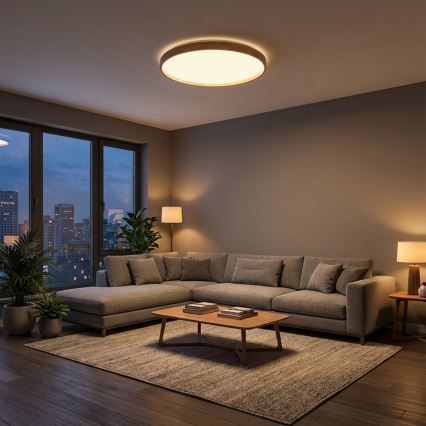 Brilagi - LED dimeriuojamas lubinis šviestuvas ALSON LED/72W/230V 3000-6500K ąžuolas, skersmuo 78 cm + nuotolinis valdymas