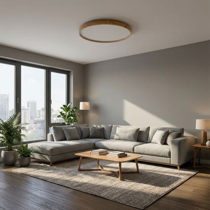 Brilagi - LED dimeriuojamas lubinis šviestuvas ALSON LED/72W/230V 3000-6500K ąžuolas, skersmuo 78 cm + nuotolinis valdymas
