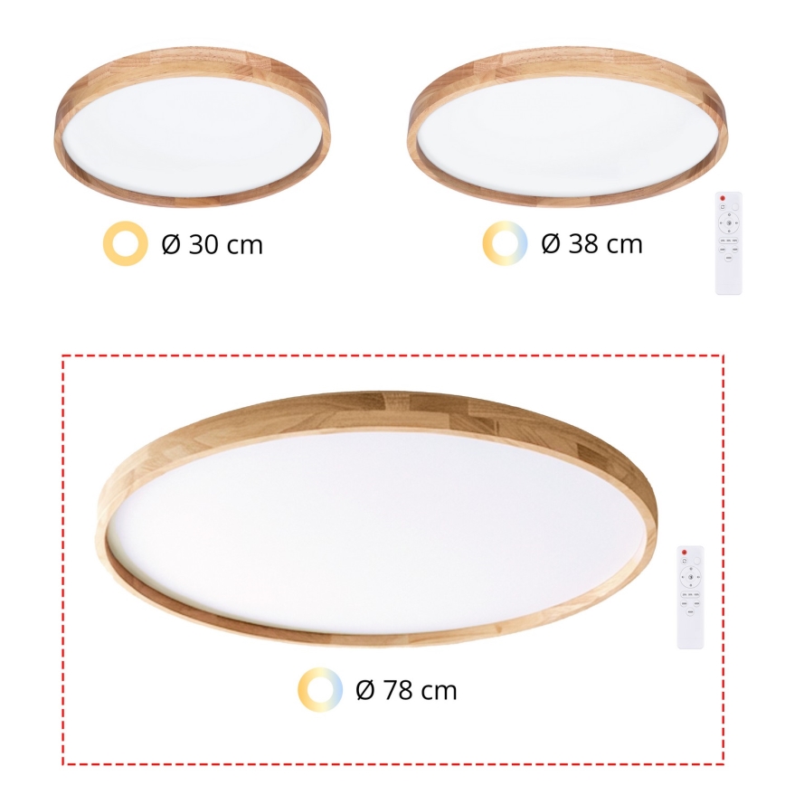 Brilagi - LED dimeriuojamas lubinis šviestuvas ALSON LED/72W/230V 3000-6500K ąžuolas, skersmuo 78 cm + nuotolinis valdymas