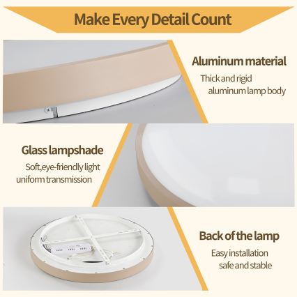 Brilagi - LED reguliuojamas lubų šviestuvas GLASS POOL DOUBLE LED/48W/230V 3000-6000K 40 cm smėlio spalvos + nuotolinis valdymas