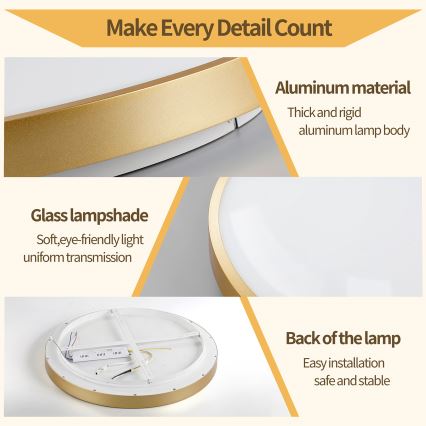 Brilagi - dimeriuojamas LED lubų šviestuvas GLASS POOL DOUBLE LED/60W/230V 3000-6000K 50 cm auksinis + nuotolinis valdymas