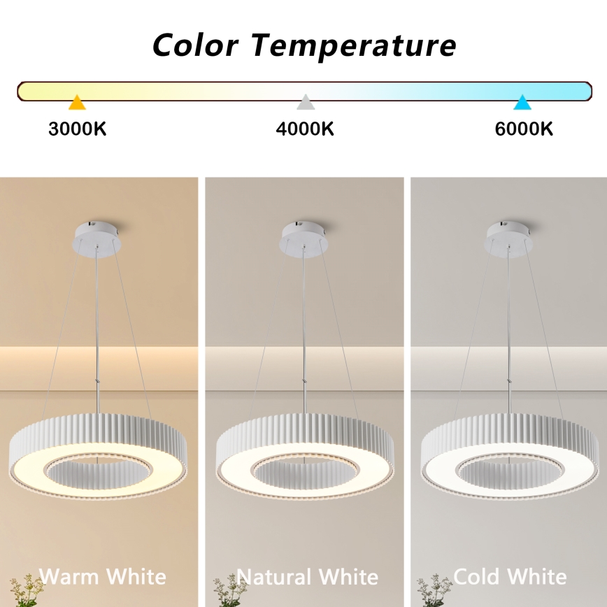 Brilagi - Reguliuojamas LED pakabinamas šviestuvas ant laido LUMIX LED/48W/230V 3000-6000K balta, skersmuo 50 cm + nuotolinis valdymas