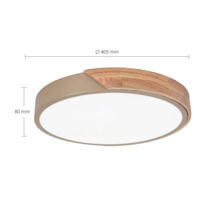 BRILAGI - LED reguliuojamas lubų šviestuvas PILANA LED/48W/230V 3000-6500K ąžuolas/auksinė, skersmuo 40 cm + su nuotoliniu valdymu