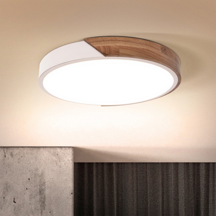 Brilagi - reguliuojamas LED lubinis šviestuvas PILANA LED/48W/230V ąžuolo/baltos spalvos, skersmuo 40 cm + nuotolinis valdymas
