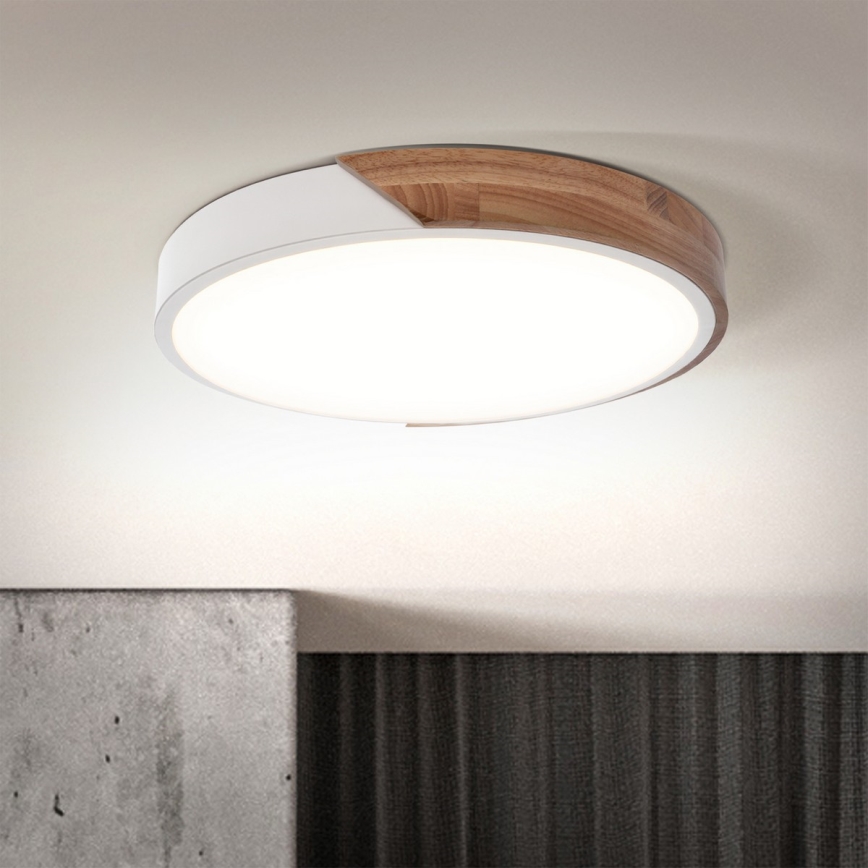 Brilagi - reguliuojamas LED lubinis šviestuvas PILANA LED/48W/230V ąžuolo/baltos spalvos, skersmuo 40 cm + nuotolinis valdymas