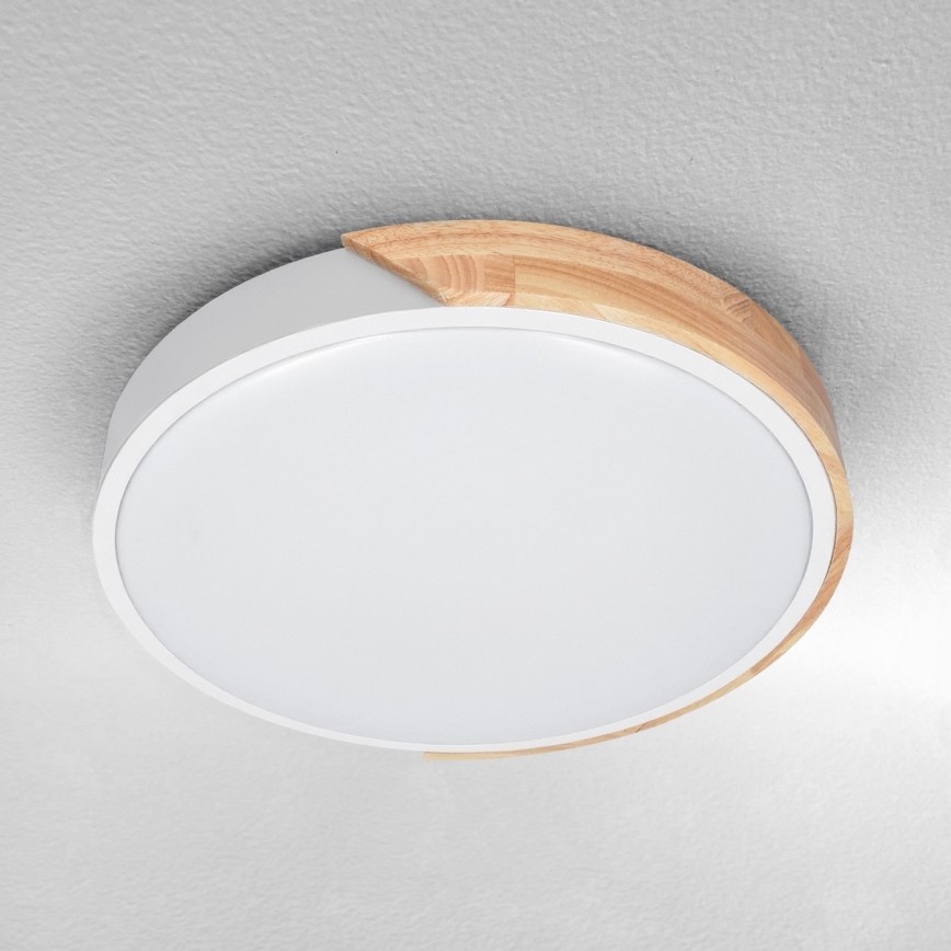 Brilagi - reguliuojamas LED lubinis šviestuvas PILANA LED/48W/230V ąžuolo/baltos spalvos, skersmuo 40 cm + nuotolinis valdymas