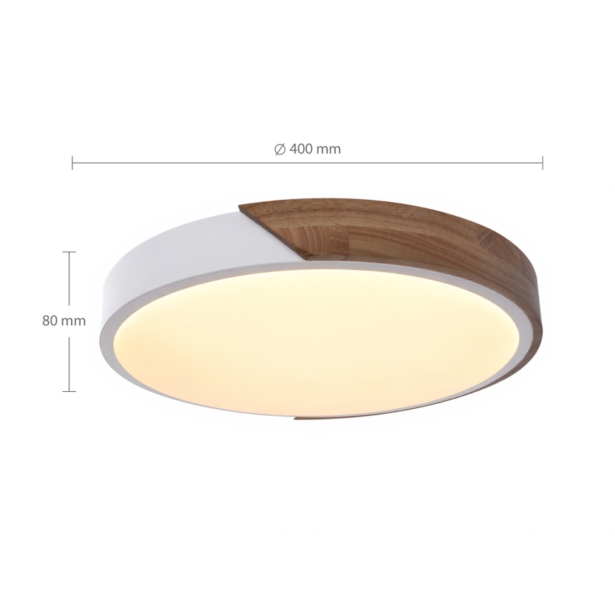 Brilagi - reguliuojamas LED lubinis šviestuvas PILANA LED/48W/230V ąžuolo/baltos spalvos, skersmuo 40 cm + nuotolinis valdymas