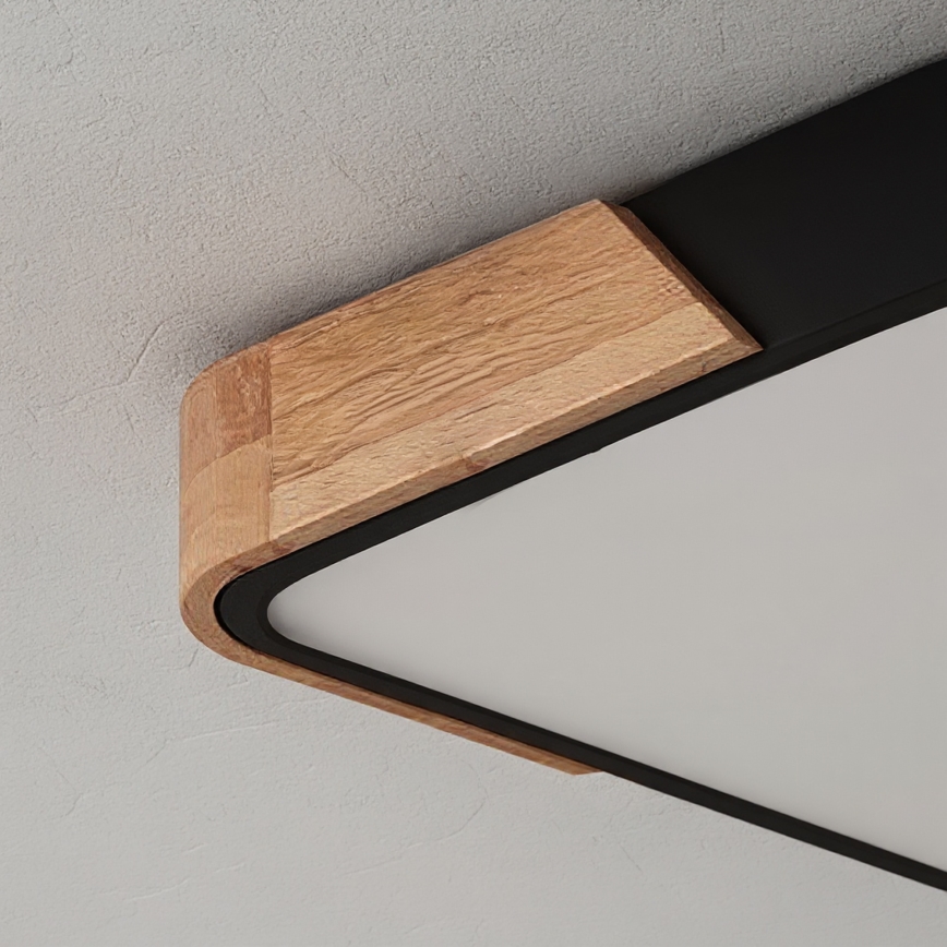 Brilagi - dimeriuojamas LED lubų šviestuvas PILANA LED/48W/230V 3000-6500K ąžuolas/juoda 56x56 cm + nuotolinis valdymas