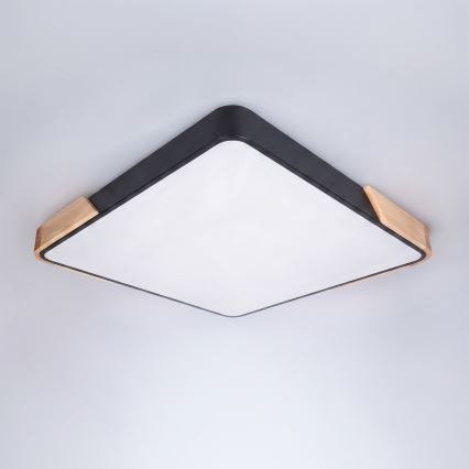 Brilagi - dimeriuojamas LED lubų šviestuvas PILANA LED/48W/230V 3000-6500K ąžuolas/juoda 56x56 cm + nuotolinis valdymas
