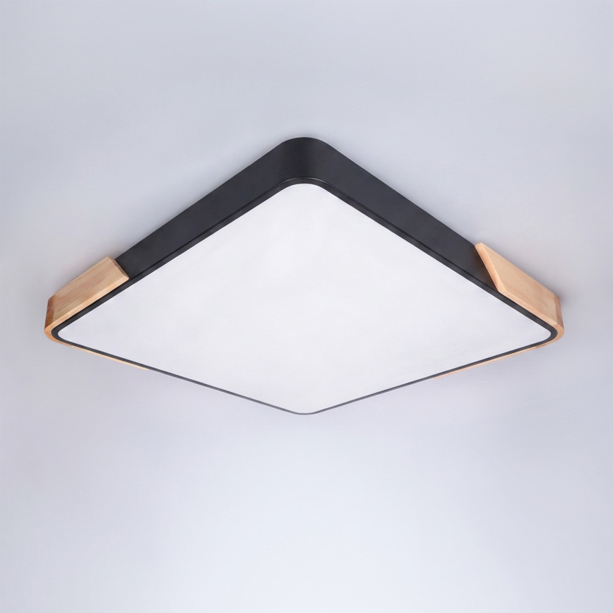 Brilagi - dimeriuojamas LED lubų šviestuvas PILANA LED/48W/230V 3000-6500K ąžuolas/juoda 56x56 cm + nuotolinis valdymas