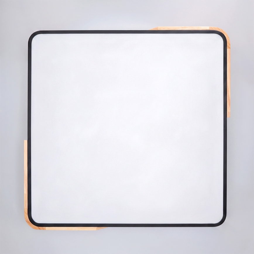 Brilagi - dimeriuojamas LED lubų šviestuvas PILANA LED/48W/230V 3000-6500K ąžuolas/juoda 56x56 cm + nuotolinis valdymas