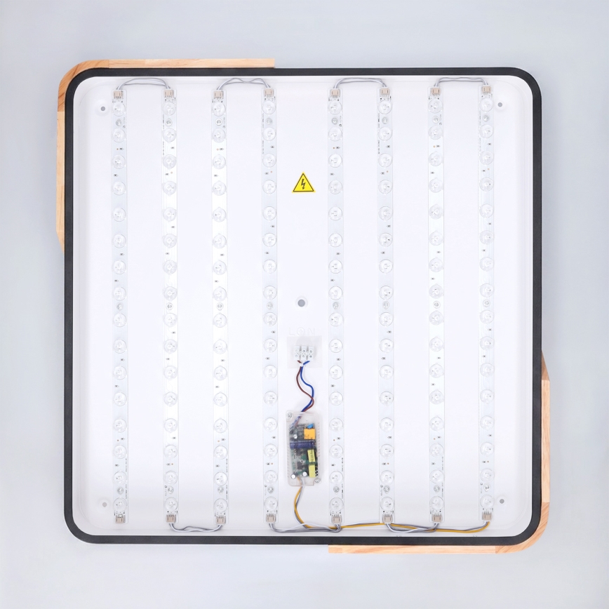 Brilagi - dimeriuojamas LED lubų šviestuvas PILANA LED/48W/230V 3000-6500K ąžuolas/juoda 56x56 cm + nuotolinis valdymas