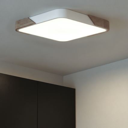 Brilagi - Dimeriuojamas LED lubinis šviestuvas PILANA LED/60W/230V 3000-6500K ąžuolas/balta 56x56 cm + nuotolinis valdymas