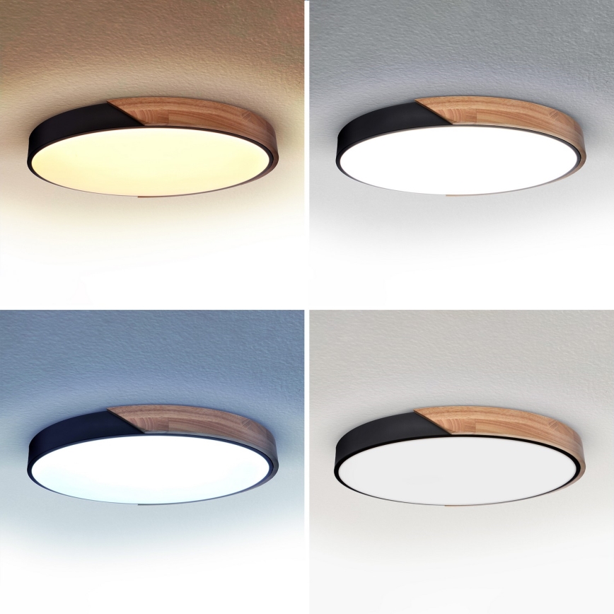Brilagi - LED dimeriuojamas lubų šviestuvas PILANA LED/60W/230V 3000-6500K ąžuolas/juoda skers. 60 cm + nuotolinis valdymas