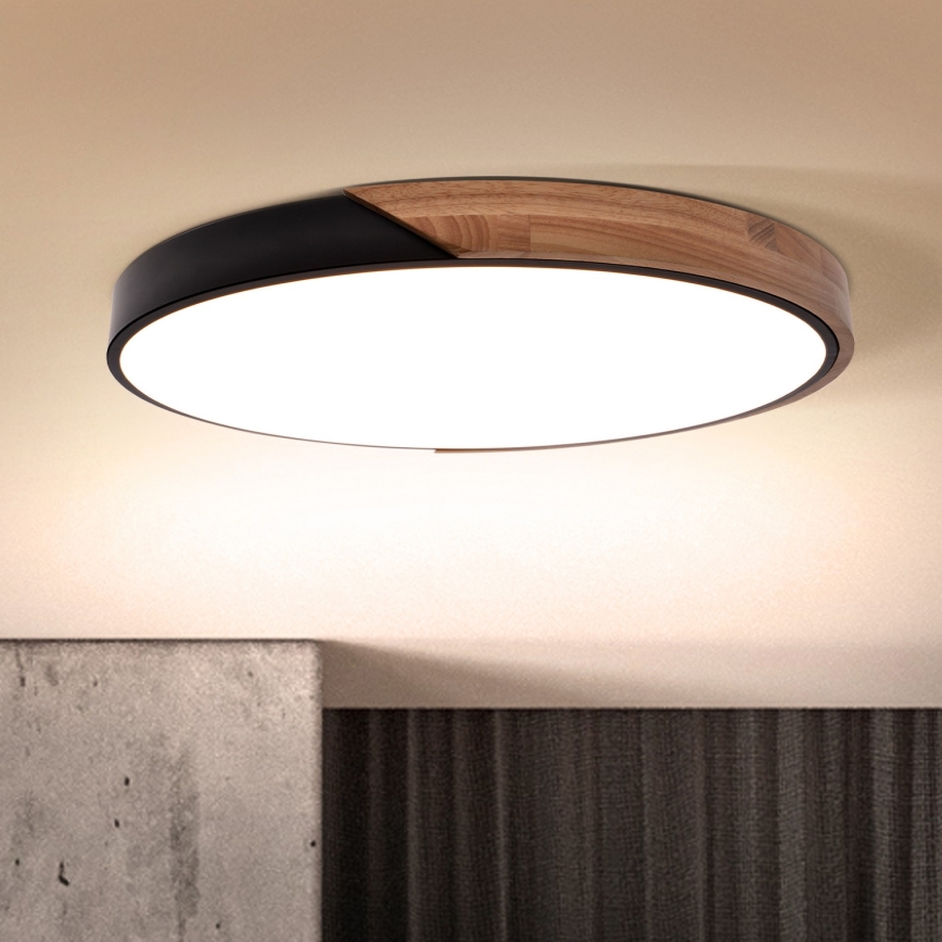 Brilagi - LED dimeriuojamas lubų šviestuvas PILANA LED/60W/230V 3000-6500K ąžuolas/juoda skers. 60 cm + nuotolinis valdymas