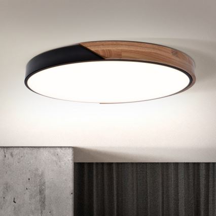 Brilagi - LED dimeriuojamas lubų šviestuvas PILANA LED/60W/230V 3000-6500K ąžuolas/juoda skers. 60 cm + nuotolinis valdymas