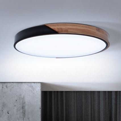 Brilagi - LED dimeriuojamas lubų šviestuvas PILANA LED/60W/230V 3000-6500K ąžuolas/juoda skers. 60 cm + nuotolinis valdymas