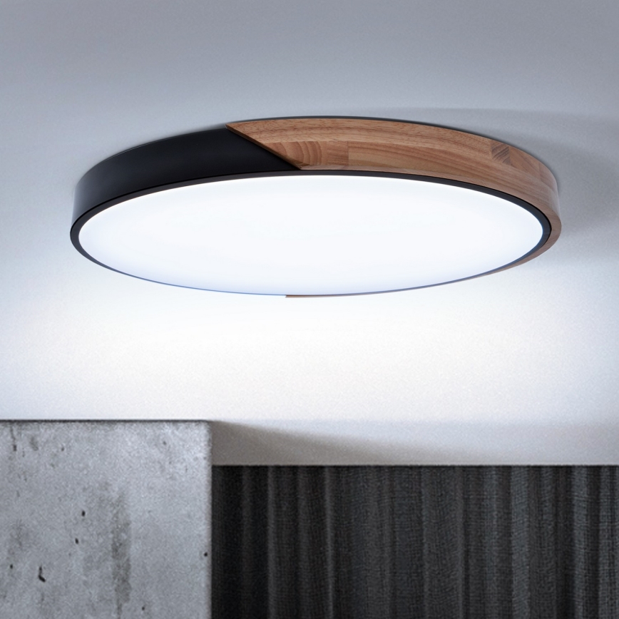 Brilagi - LED dimeriuojamas lubų šviestuvas PILANA LED/60W/230V 3000-6500K ąžuolas/juoda skers. 60 cm + nuotolinis valdymas