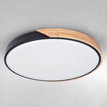 Brilagi - LED dimeriuojamas lubų šviestuvas PILANA LED/60W/230V 3000-6500K ąžuolas/juoda skers. 60 cm + nuotolinis valdymas