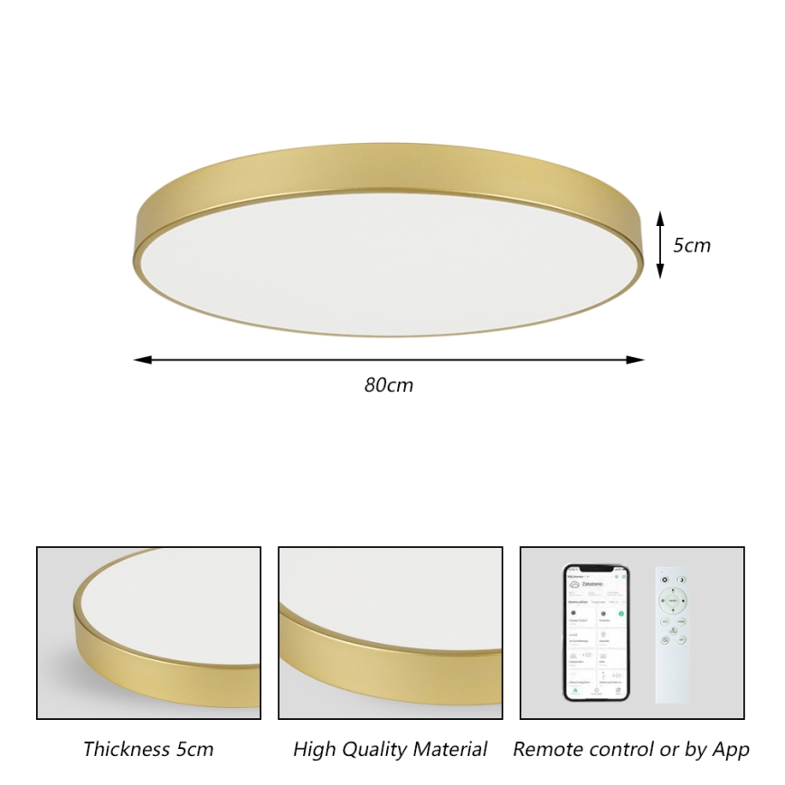 Brilagi - dimeriuojamas LED lubinis šviestuvas POOL SMART LED/100W/230V 3000-6000K 80 cm auksinės spalvos Wi-Fi Tuya + nuotolinis valdymas
