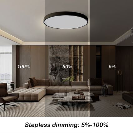 Brilagi - Dimeriuojamas LED lubų šviestuvas POOL SMART, 128 W, 230 V, 3000–6000 K, Ø 100 cm, Wi‑Fi (Tuya), juodas + nuotolinio valdymo pultas