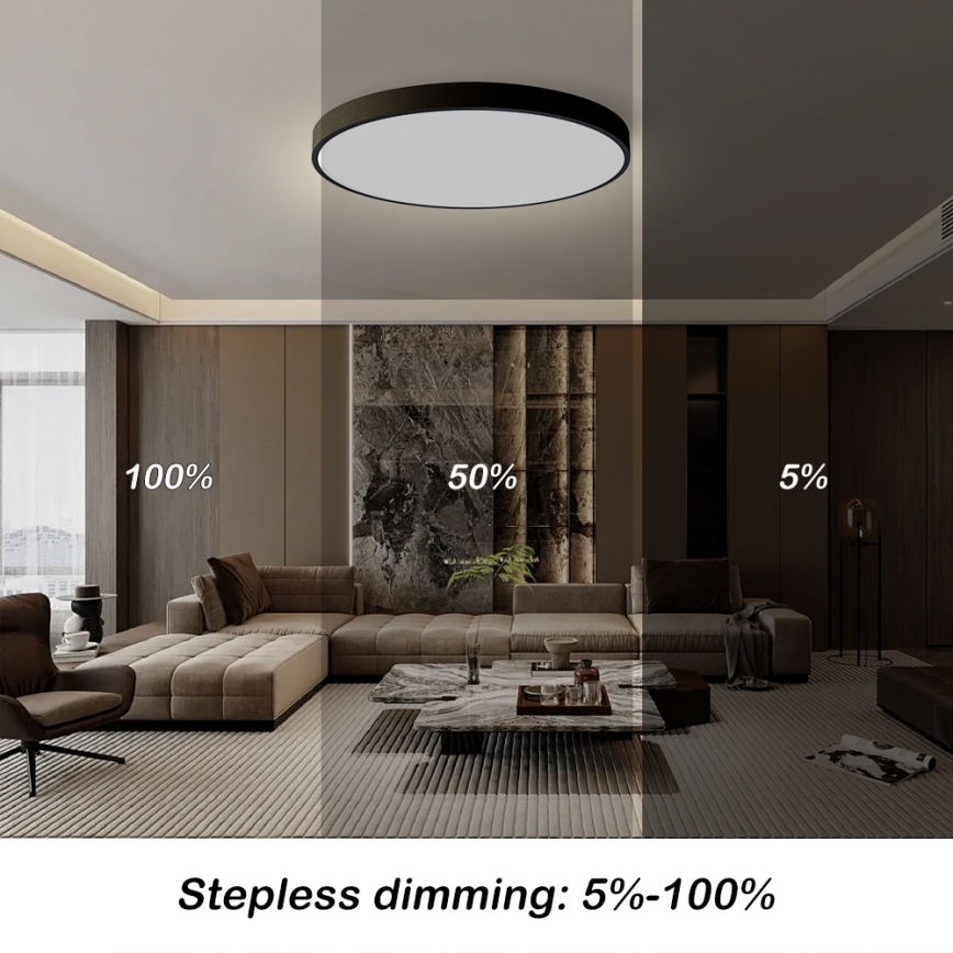 Brilagi - Dimeriuojamas LED lubų šviestuvas POOL SMART, 128 W, 230 V, 3000–6000 K, Ø 100 cm, Wi‑Fi (Tuya), juodas + nuotolinio valdymo pultas