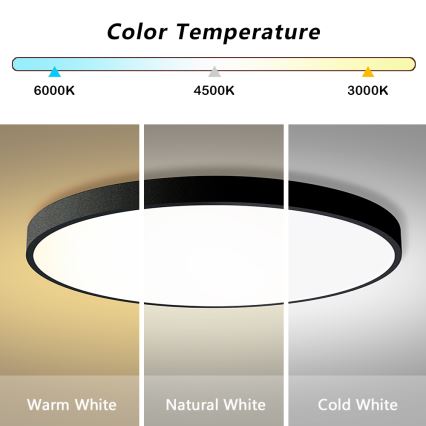 Brilagi - Dimeriuojamas LED lubų šviestuvas POOL SMART, 128 W, 230 V, 3000–6000 K, Ø 100 cm, Wi‑Fi (Tuya), juodas + nuotolinio valdymo pultas