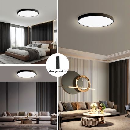 Brilagi - Dimeriuojamas LED lubų šviestuvas POOL SMART, 128 W, 230 V, 3000–6000 K, Ø 100 cm, Wi‑Fi (Tuya), juodas + nuotolinio valdymo pultas
