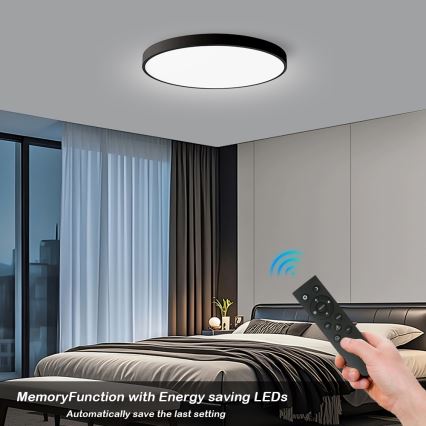 Brilagi - Dimeriuojamas LED lubų šviestuvas POOL SMART, 128 W, 230 V, 3000–6000 K, Ø 100 cm, Wi‑Fi (Tuya), juodas + nuotolinio valdymo pultas