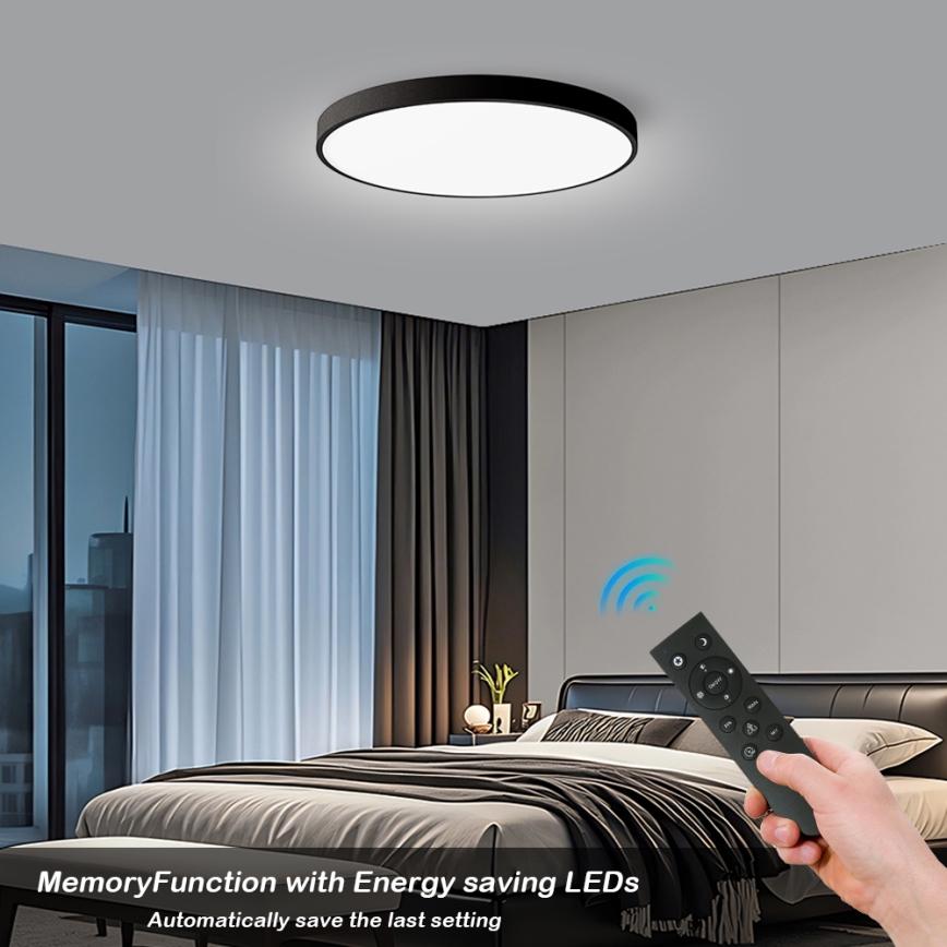 Brilagi - Dimeriuojamas LED lubų šviestuvas POOL SMART, 128 W, 230 V, 3000–6000 K, Ø 100 cm, Wi‑Fi (Tuya), juodas + nuotolinio valdymo pultas