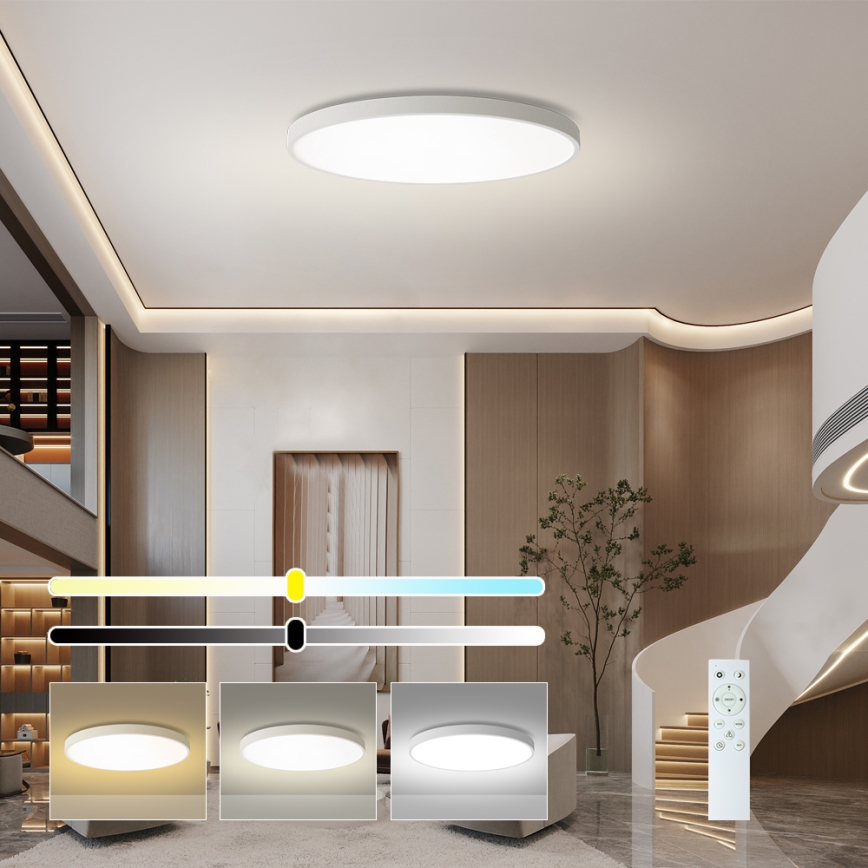 Brilagi - Dimeriuojamas LED lubinis šviestuvas POOL SMART LED/180W/230V 3000-6000K skersmuo 120 cm Wi-Fi Tuya baltas + nuotolinis pultelis