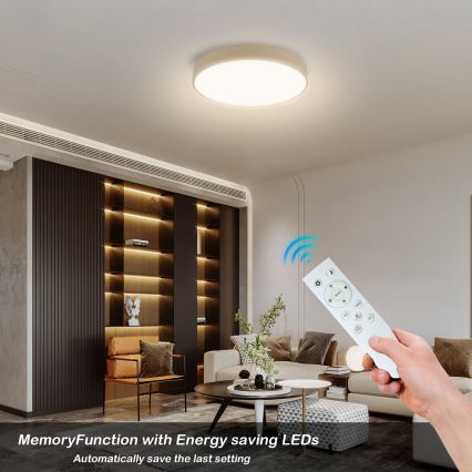 Brilagi - reguliuojamas LED lubinis šviestuvas POOL SMART LED, 48 W, 230 V, 3000–6000 K, Ø 40 cm, Wi‑Fi Tuya, smėlio spalvos + nuotolinis valdymas