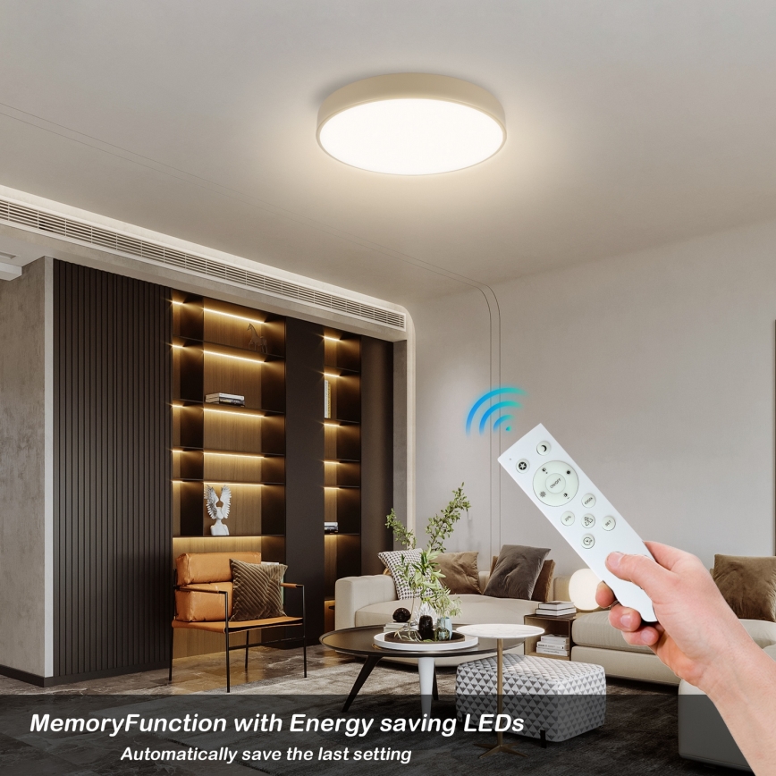 Brilagi - reguliuojamas LED lubinis šviestuvas POOL SMART LED, 48 W, 230 V, 3000–6000 K, Ø 40 cm, Wi‑Fi Tuya, smėlio spalvos + nuotolinis valdymas