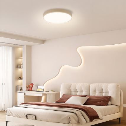 Brilagi - reguliuojamas LED lubinis šviestuvas POOL SMART LED, 48 W, 230 V, 3000–6000 K, Ø 40 cm, Wi‑Fi Tuya, smėlio spalvos + nuotolinis valdymas