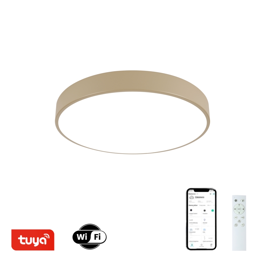 Brilagi - reguliuojamas LED lubinis šviestuvas POOL SMART LED, 48 W, 230 V, 3000–6000 K, Ø 40 cm, Wi‑Fi Tuya, smėlio spalvos + nuotolinis valdymas