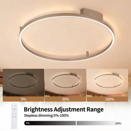 Brilagi - Dimeriuojamas LED lubų šviestuvas PORTOFINO LED/60W/230V 3000-6000K skersmuo 80 cm smėlio spalvos + nuotolinis valdymas