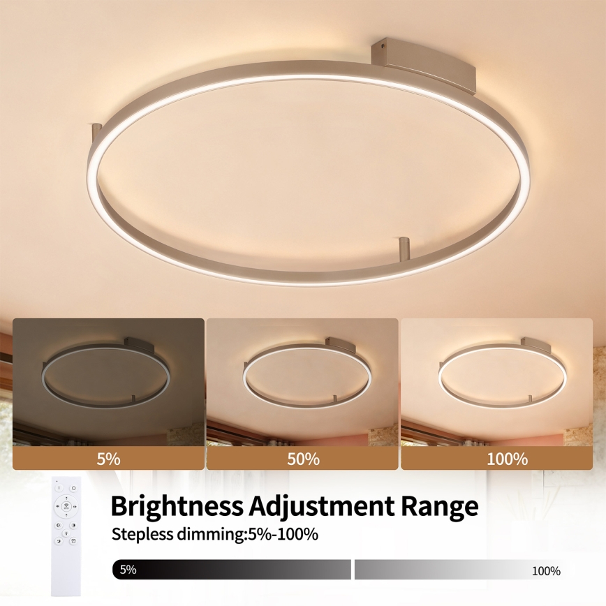 Brilagi - Dimeriuojamas LED lubų šviestuvas PORTOFINO LED/60W/230V 3000-6000K skersmuo 80 cm smėlio spalvos + nuotolinis valdymas
