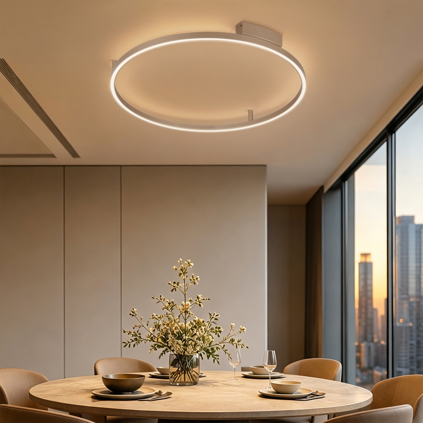Brilagi - Dimeriuojamas LED lubų šviestuvas PORTOFINO LED/60W/230V 3000-6000K skersmuo 80 cm smėlio spalvos + nuotolinis valdymas
