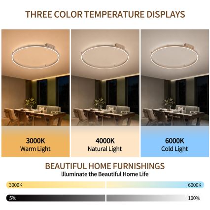Brilagi - Dimeriuojamas LED lubų šviestuvas PORTOFINO LED/60W/230V 3000-6000K skersmuo 80 cm smėlio spalvos + nuotolinis valdymas